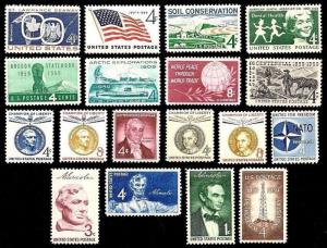 1959 Year Set of 18 Commemorative Stamps Mint NH Scott 1113//1138 - Stuart Katz