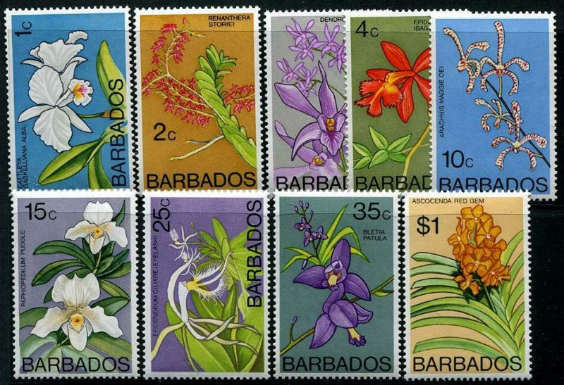 HERRICKSTAMP BARBADOS Sc.# 396A-408A Orchids Key Stamps