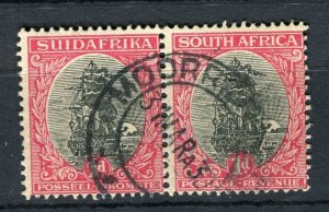 SOUTH AFRICA; 1920s-30s Dromedarius issue 1d. fine used POSTMARK Pair