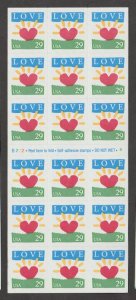 U.S. Scott Scott #2813a Love Stamp - Mint NH Booklet Pane - Plate B222-5