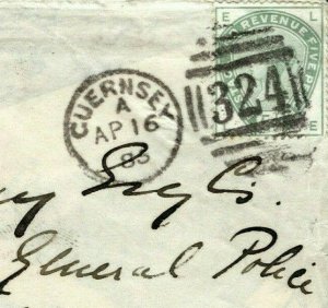 GB Channel Islands GUERNSEY SG.193 Cover INDIA POLICE 1885 Assam Cat £350+ J86f