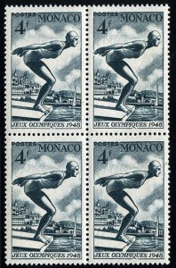 Monaco #204-208 (YT 319-323) Cat€42, 1948 Olympics, set of five, blocks of ...