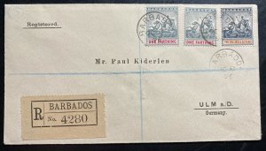 1896 Barbados Registered Vintage Cover To Ulm Germany Sc#79