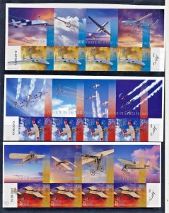 ISRAEL 2014 100 YEARS AVIATION IN ISRAEL NON PERFORATED TOP  STAMPS MNH