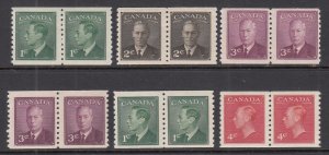 Canada 295-300 Coil Pairs MNH VF
