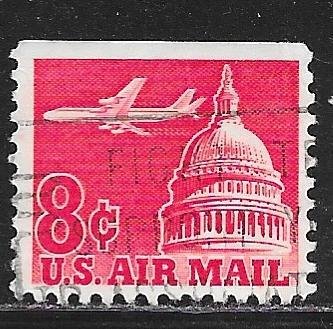 USA C64bs: 8c Jet over Capitol, booklet single, SE top, used, F-VF