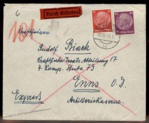 Austria 1940 Germany Ostmark Vienna Express Rohrpost Pneumatic Cover 88946