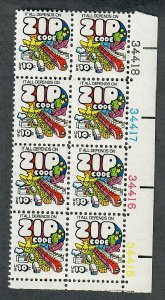 1511 Zip Code MNH Plate Block LR