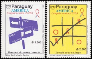 Paraguay 2000 Sc 2648-2649 Fight against AIDS Arrows Tic-Tac-Toe CV $5.50