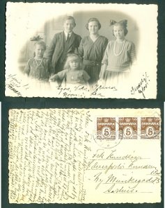 Denmark. 1923 Photo Postcard. 3 x 5 Ore. Family In Sunday Dress. Aarhus. See Con