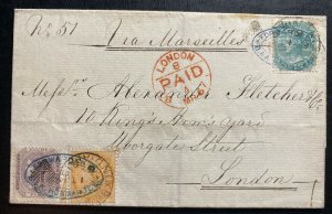 1867 Bombay India Letter Sheet Cover To London England Wax Seal