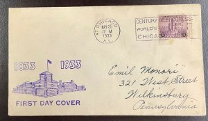 729 A.C. Roessler Cachet 1933 Century of Progress  FDC  P-17