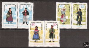 German Dem Rep Sc 740a-4a MNH. 1964 se-tenant pairs 4;9