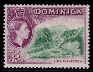 DOMINICA QEII SG143, 3c green & purple, M MINT.