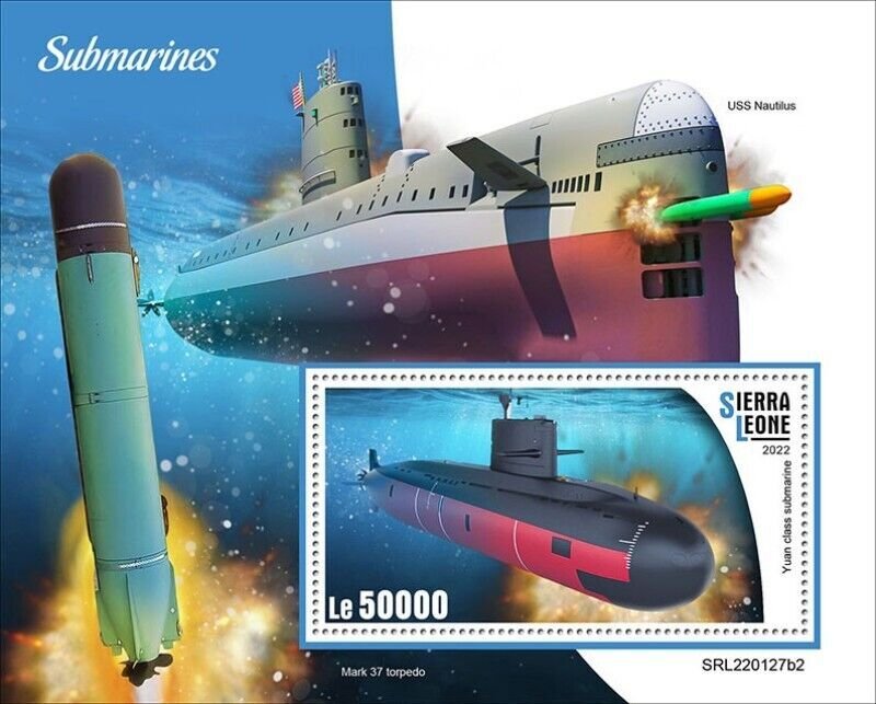 Sierra Leone - 2022 Yuan Class Submarine - Stamp Souvenir Sheet - SRL220127b2