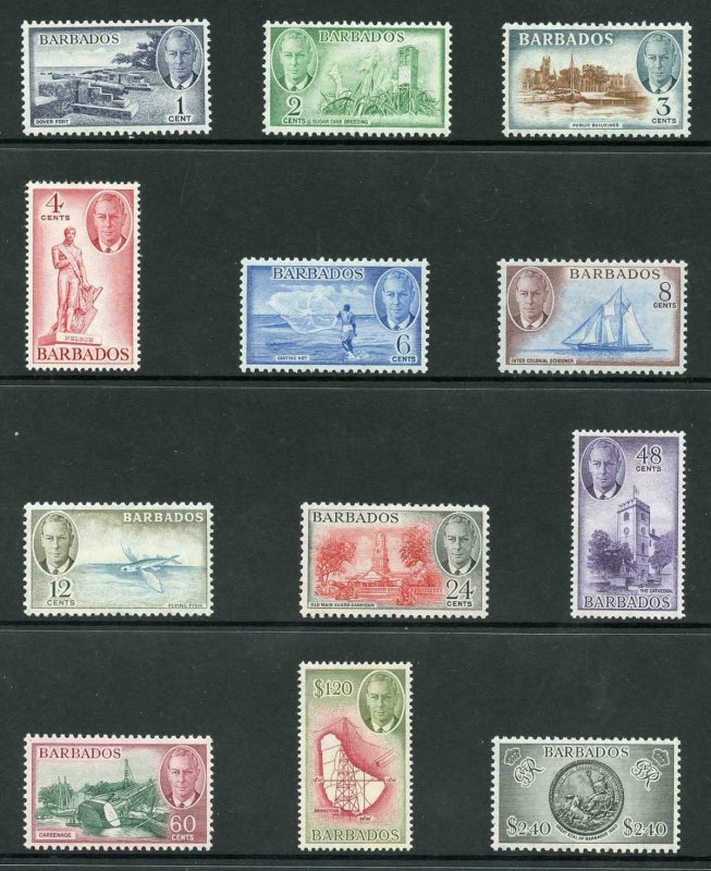 Barbados SG271/82 1950 KGVI set of 12 M/Mint 