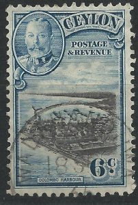 Ceylon 1935 - 6c George V - SG370 used