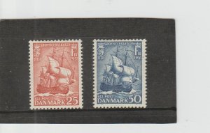 Denmark  Scott#  327-8  MH  (1951 Warship of 1701)