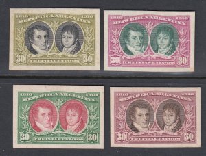 Argentina 1910 Centenary 30c Colour Trial Plate Proofs x 4. Scott 170 var