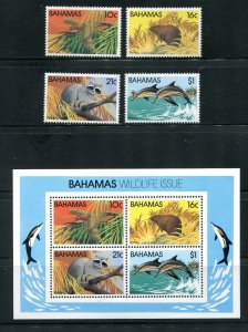 Bahamas 492 - 495, 495a Wildlife Stamp Set and Sheet MNH 1981