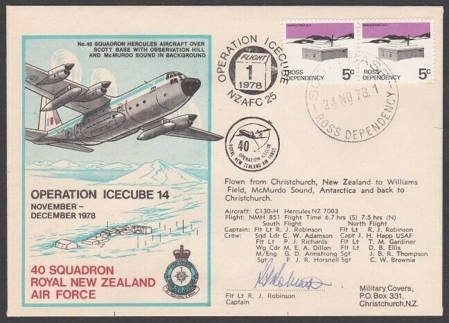 NEW ZEALAND ROSS DEPENDENCY 1978 signed flight cover ex Scott Base..........W311