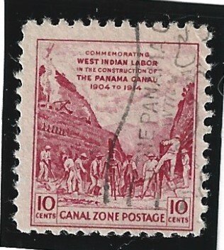 Canal Zone Scott #146 Used 10c Workers in Culbera Cut 2019 CV $1.50