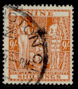 NEW ZEALAND GVI SG F200, 9s brown-orange, FINE USED. Cat £60.