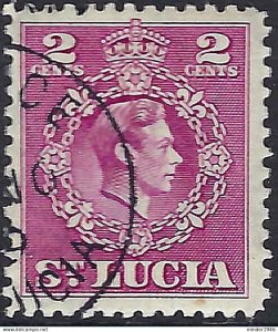 ST LUCIA 1949 QEII 2c Magneta SG147 Used