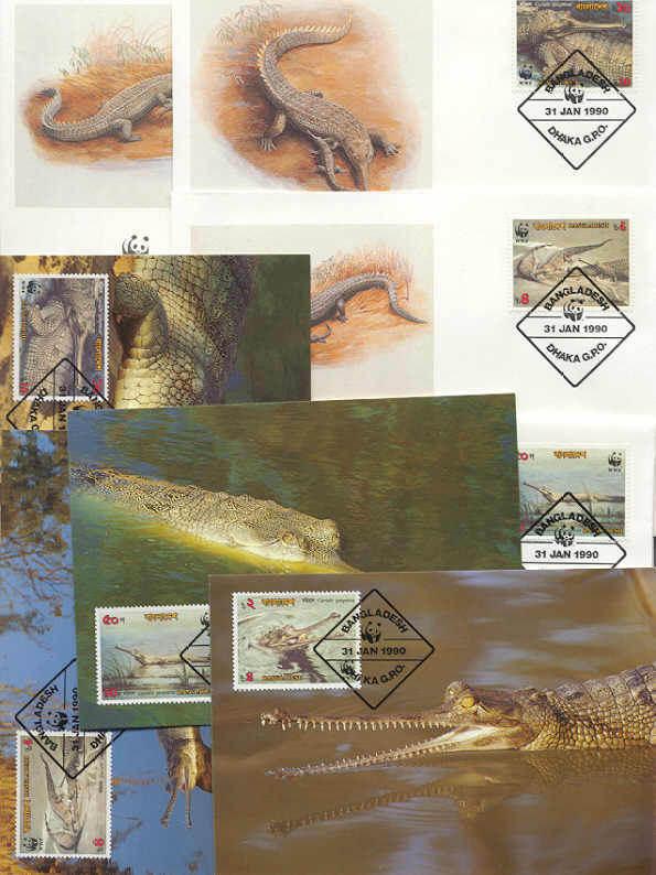 Bangladesh 8 FDC/cards WWF/Reptiles 1990