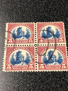 US 573 America $5 Used Block Of 4