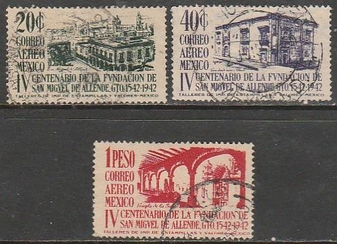 MEXICO C129-C131, SAN MIGUEL DE ALLENDE, 400th ANNIVERSARY. USED. F-VF. (1543)