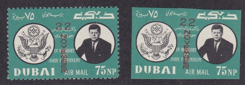 Dubai M# 144A-144B, John F. Kennedy, Perf & Imperf, NH,