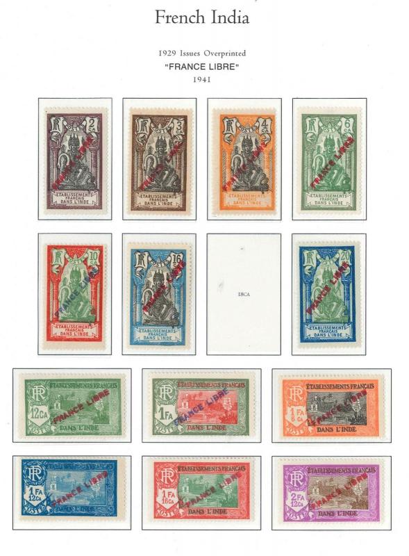 French India - 1941 MH - 1929 Issues OverPrinted FRANCE LIBRE