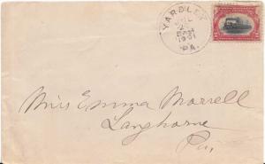 United States Pennsylvania Yardley 1901 cds  1883-1958  2c Pan American  Tear...