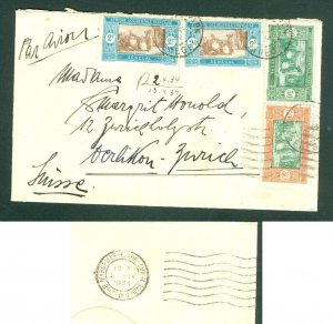 Senegal. Cover 1934. Airmail. Multi Franking. Cancel France. Adr: Switzerland.