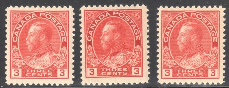 Canada VF NH #109- 109c, d, (All in perfect condition with nice centering)