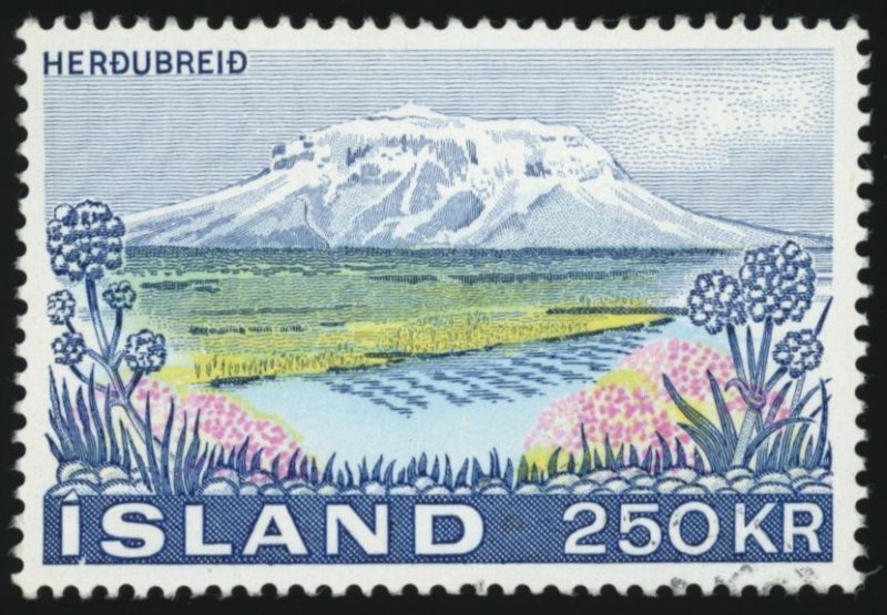 ICELAND Sc 438 VF/USED - 1972 250k - Herdubreid Mountain - Very Light Cancel