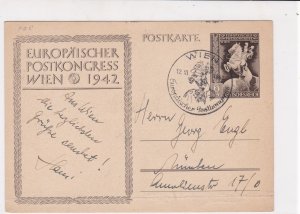 Germany 1942 Triple WIEN World Globe Slogan Cancel Stamps Card ref R 19250