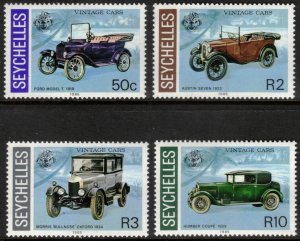 SEYCHELLES 1985 Vintage Cars; Scott 581-84; MNH