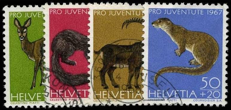 SWITZERLAND PRO-JUVENTUTE 1967 ANIMALS SET FINE USED