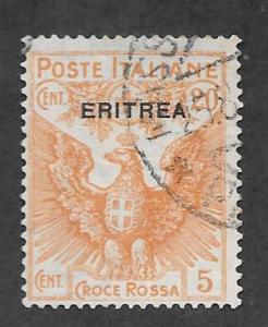 Eritrea Scott #B3 Used 20c & 5c Overprinted semi-postal stamp 2015 CV $37.50