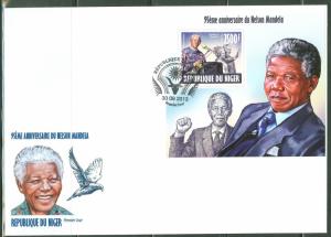 NIGER NELSON MANDELA 95TH BIRTH ANNIVERSARY SOUVENIR SHEET FDC