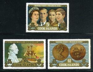 Cook Islands #284-286 Royal Visit; Unused (6.55)