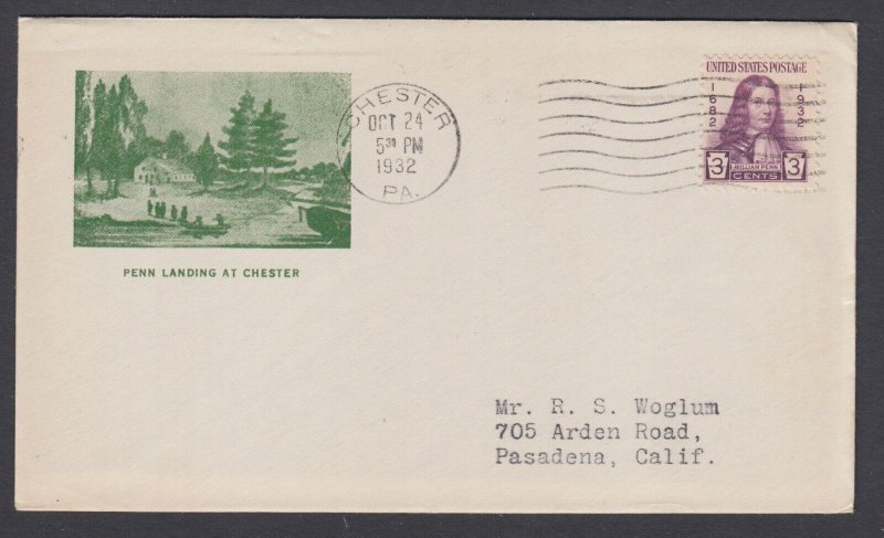 US Planty 725-1b FDC. 1932 3c Daniel Webster, A.E. Gorham cachet, addressed