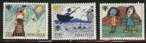 FAROE ISLANDS Scott 45-7 MNH** Europa 1979  Year of Child