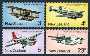 New Zealand 556-559,MNH.Michel 633-636. History of the Aviation,1974.Boeing,