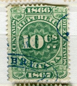 PERU; 1860s early classic Revenue issue fine used 10c. value