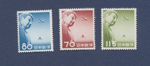 JAPAN - Scott C39-C41, SG 707-709 - FVF MNH - C41 lite crease - Buddha - 1953