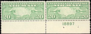 United States #C9, Complete Set, Pair with Plate Number, 1926-1927, Never Hinged