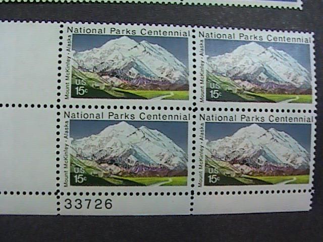 U.S.# 1448 - 1454-MNH--COMPLETE SET PLATE # BLOCK OF 4--NATIONAL PARKS--1972